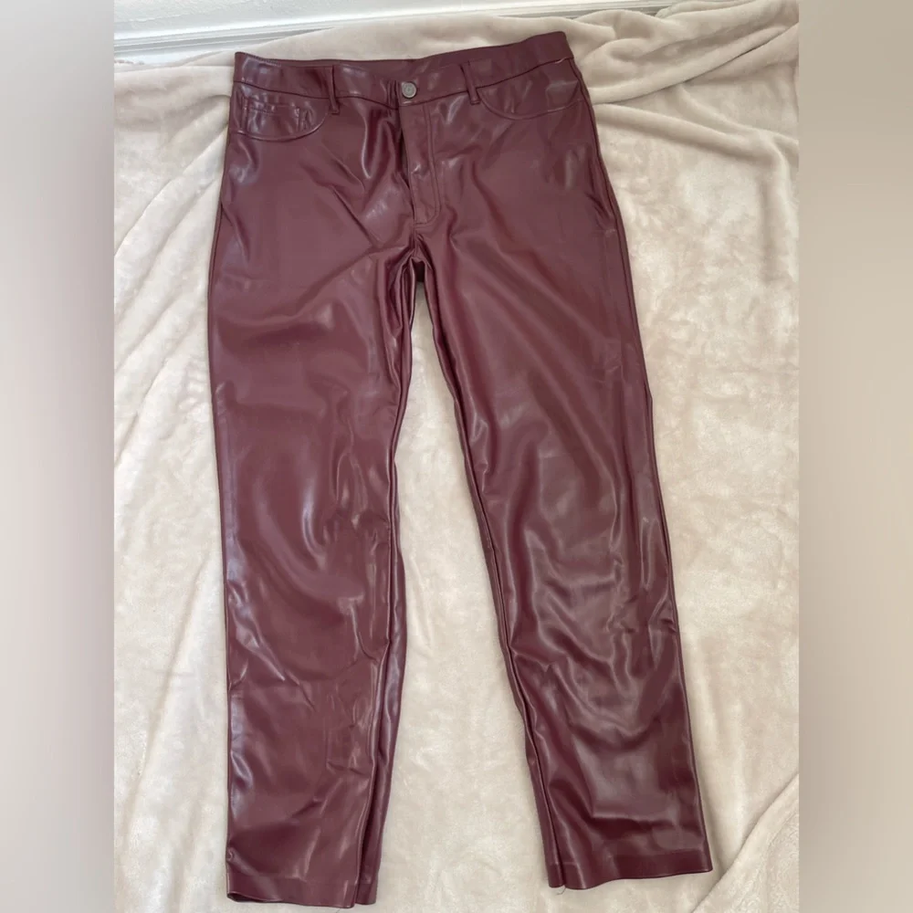 Joie Women’s Faux Leather Pants in‎ Burgundy NWT